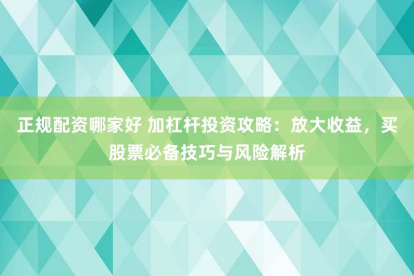 正規(guī)配資哪家好 加杠桿投資攻略：放大收益，買股票必備技巧與風(fēng)險解析