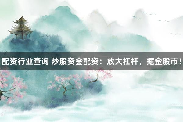配資行業(yè)查詢 炒股資金配資：放大杠桿，掘金股市！