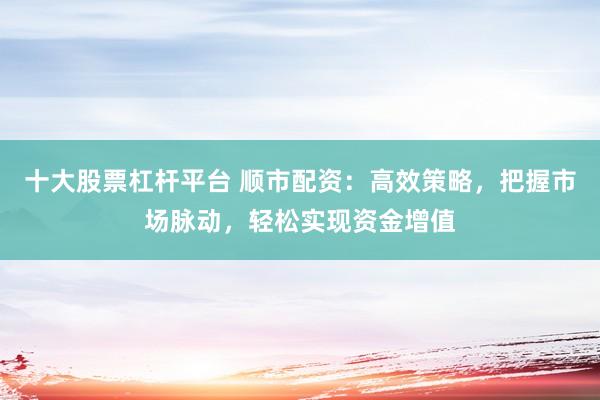 十大股票杠桿平臺 順市配資：高效策略，把握市場脈動，輕松實現(xiàn)資金增值
