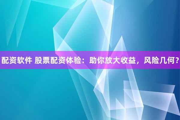 配資軟件 股票配資體驗：助你放大收益，風險幾何？