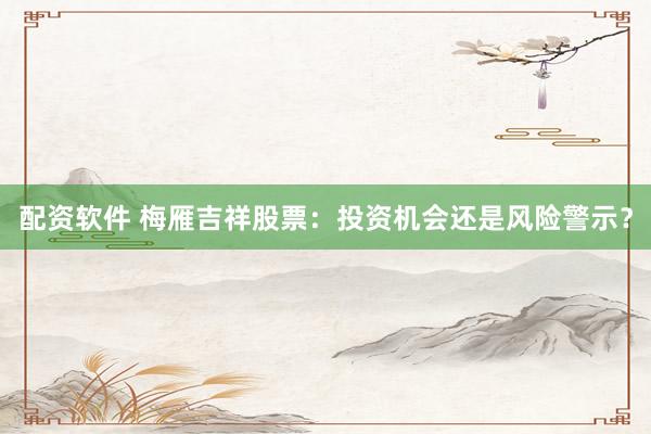 配資軟件 梅雁吉祥股票：投資機(jī)會(huì)還是風(fēng)險(xiǎn)警示？