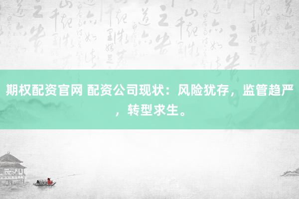 期權(quán)配資官網(wǎng) 配資公司現(xiàn)狀：風(fēng)險猶存，監(jiān)管趨嚴(yán)，轉(zhuǎn)型求生。
